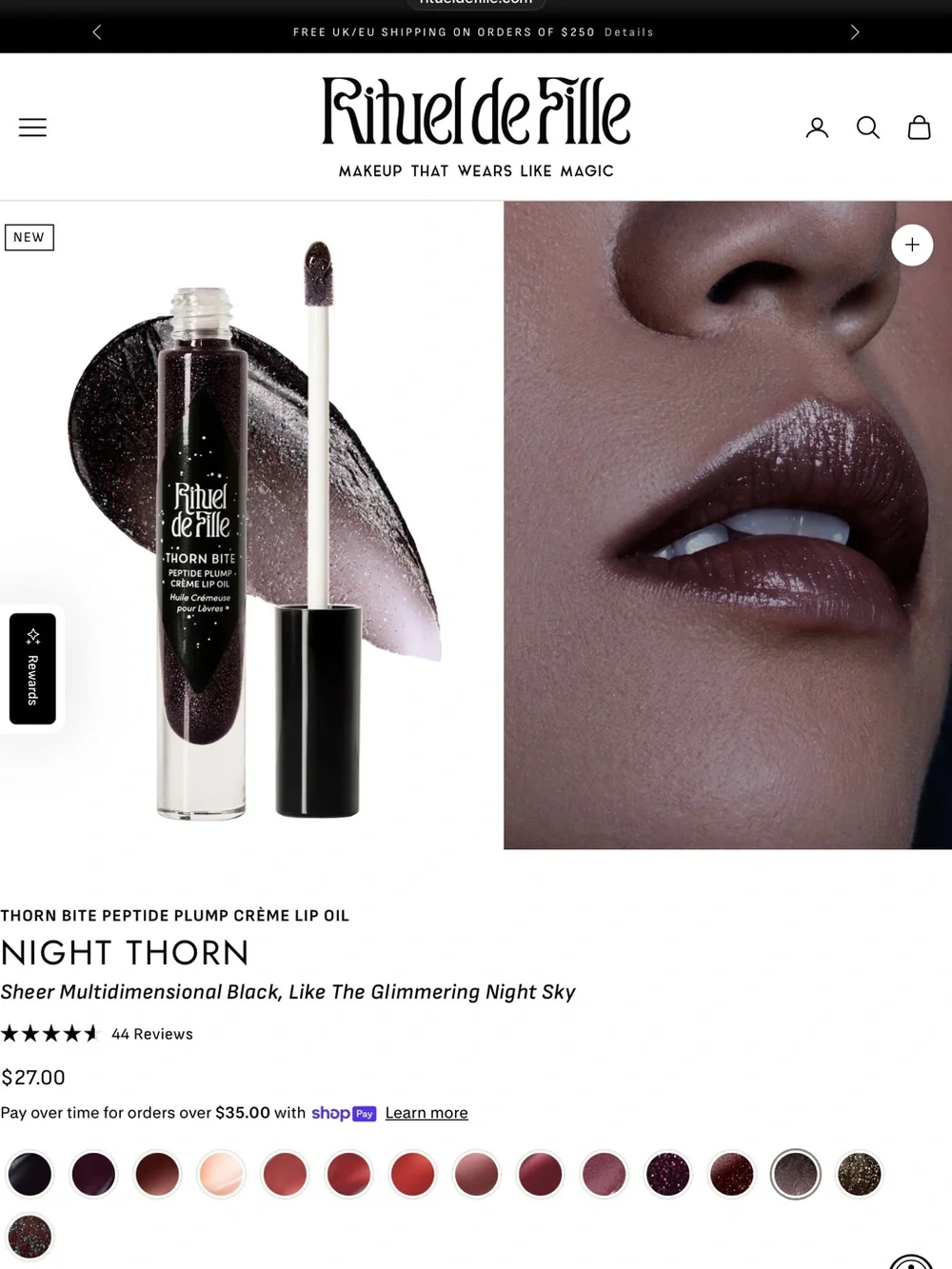 Thorn Bite Peptide Plump Crème Lip Oil — Night Thorn (Black with Purple Shimmer)